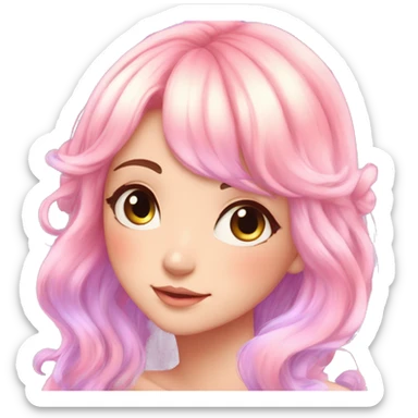 Gorgeous Beautiful Blushing Petite Colorful-Shiny-Pastel-Fairy-Soarkle-Anime-Girl with beautiful gradient pastel hair aesthetic sticker