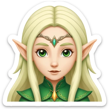 female elf with pointed ears and long hair sticker