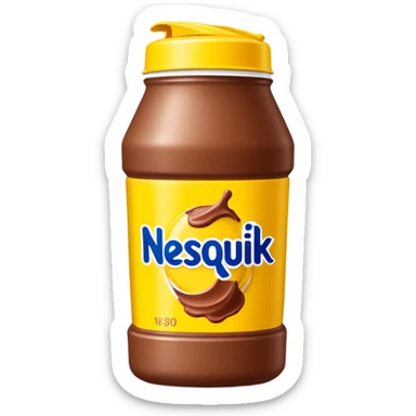 Nesquik chocolate milk powder in its iconic yellow container sticker