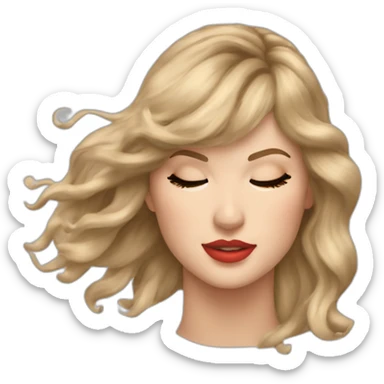 taylor swift longer hair flying as she whips her head to the side eyes closed sticker