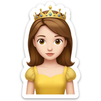minimal simple princess with yellow dress and brown hair sticker