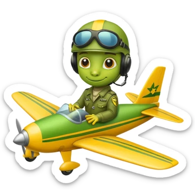 gecko pilot riding yellow plane sticker