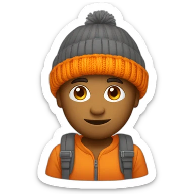 Calvo con gorro de lana naranja sticker