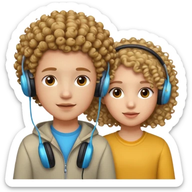 curly haired with headphones in girls and boys sticker