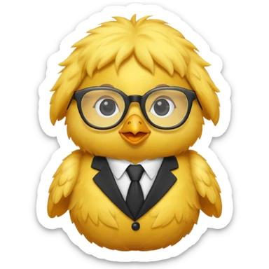 chick animal with glasses, wearing suit sticker