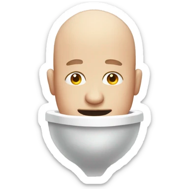 Bald man in a toilet sticker