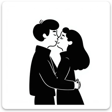 a couple kissing sticker