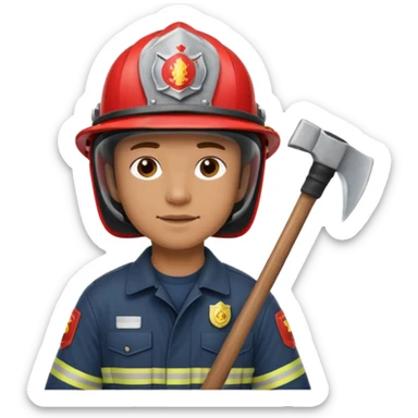 firefighter with axe sticker