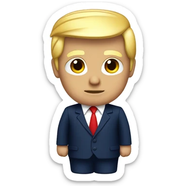 Donald Trump wearing navy suit with a red tie  sticker