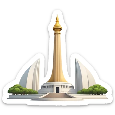 Cinematic Realistic Monas Landmark Emoji, depicted as the iconic National Monument rendered with crisp architectural detail and dynamic, urban lighting. sticker