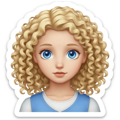 girl with blue eyes and blonde curly hair sticker