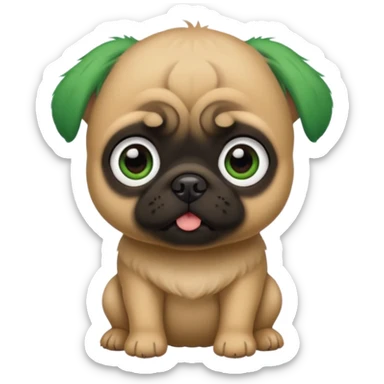 green haired baby pug sticker