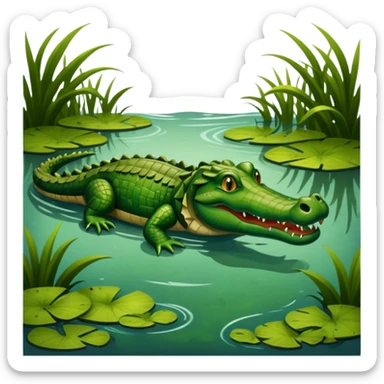 Alligator swimming in a swamp sticker