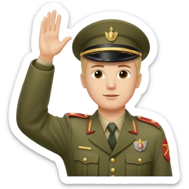 Solider giving a Roman salute with his hand held high and straight diagonally upward viewed from the side sticker