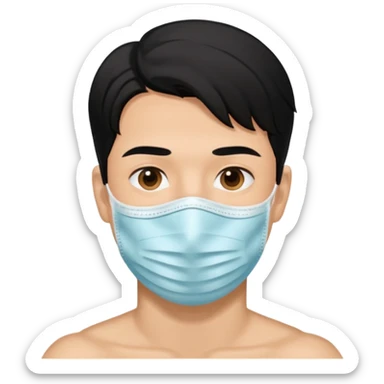 black hair man, Skincare face mask sticker