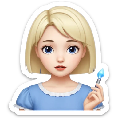 Garota cantarolando, com cabelo curto igual a personagem de crepúsculo "Alice" sticker