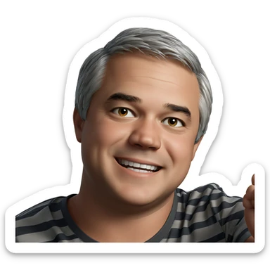 smiling boy in striped shirt sticker