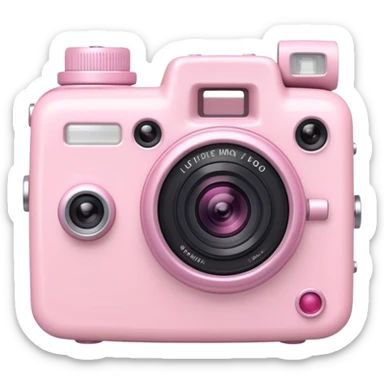 Kawaii light pink video camera with cute face sticker