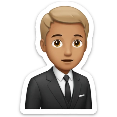 Man half way out door about to ask a question sticker