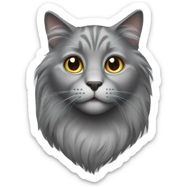Gray cat with long hair sticker