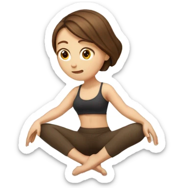 White girl brown hair in Malasana yoga sticker