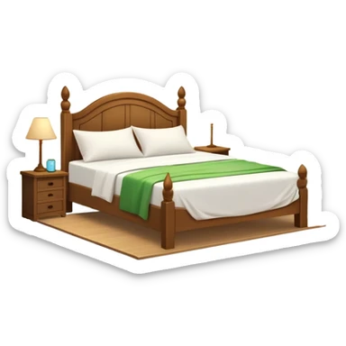 bed with fairy lights and green vines hanging from the ceiling sticker