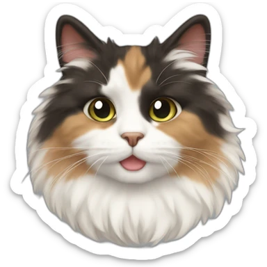 Tricolor fluffy cat sticker