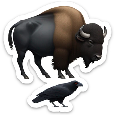 Buffalo stepping on a raven sticker