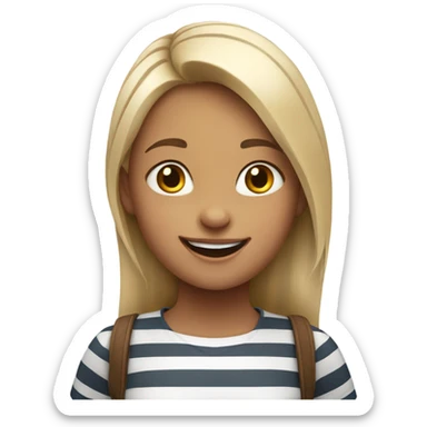 smiling girl in striped shirt sticker