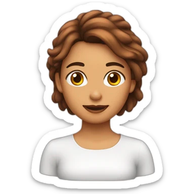 Chica pelo marrón largo ondulado piel carne sticker