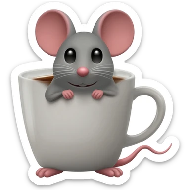 Mouse in a coffee sticker