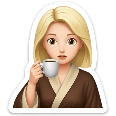 Woman drinking coffee and The edges of the eyes are wide open in the morning sticker