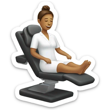 person sitting in massage chair and getting massage from therapist sticker