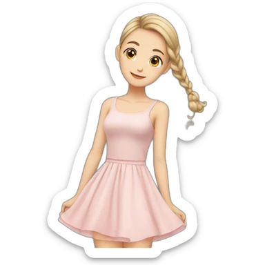 upperbody female child light skin dress spin skirt-lift cute adorable sweet sticker