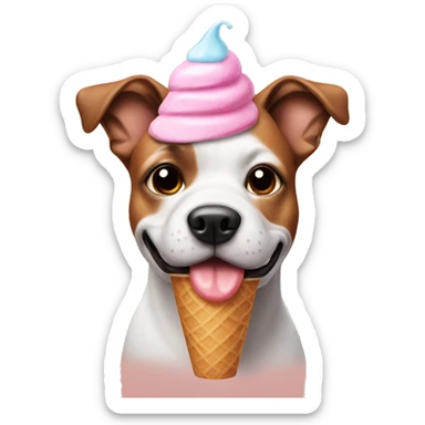 A dog with an ice cream hat sticker