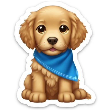 Chibi fluffy ginger retriever puppy with blue neckerchief sticker