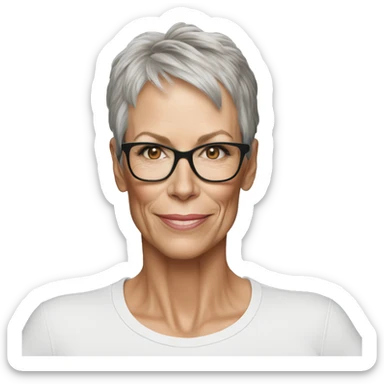 super realistic jamie lee curtis wearing tee sticker