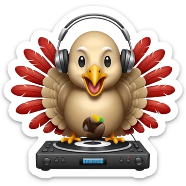 turkey spinning records screaming and dancing sticker