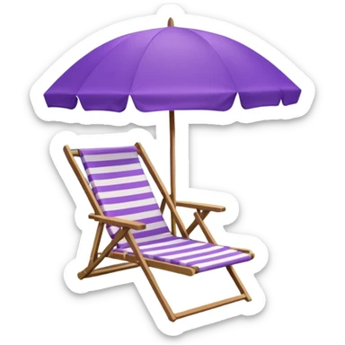 beach chair with striped purple umbrella sticker