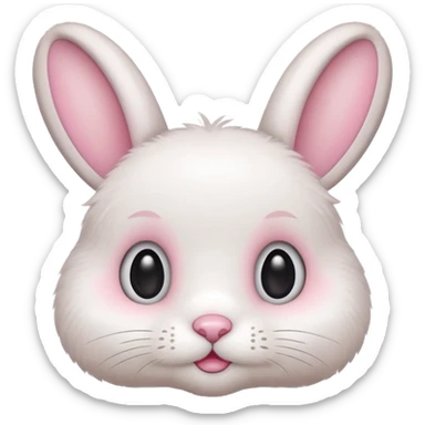 Cute emoji-style bunny with big round eyes, soft pastel colors, fluffy fur, small pink nose, simple clean design, centered, transparent background, 1:1 ratio. sticker