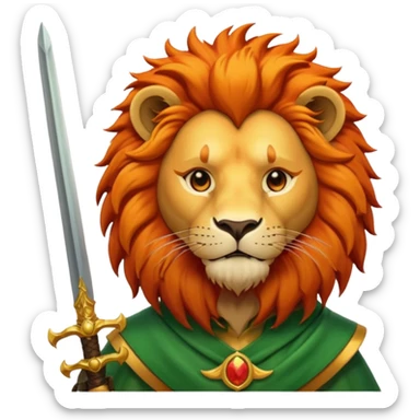 A lion with a sword and the sun on top of it and on the top green and bottom red glage sticker