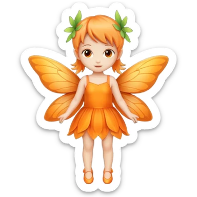 full body of little orange fairy sticker