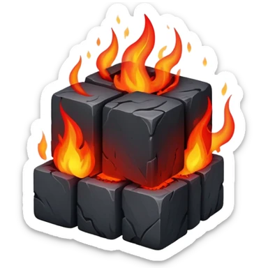 cubes of burning charcoal sticker