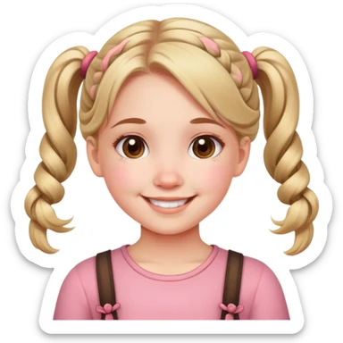 cute smiling girl with pigtails and rosy cheeks sticker
