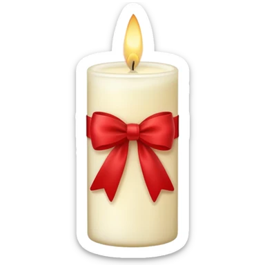 Soft vanilla long glass candle, with little red bow sticker