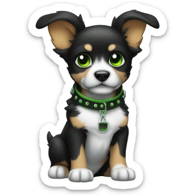 very feroce puppy black and green and punk sticker