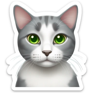 Gray and white cat with green eyes sticker