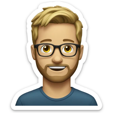 white young man with beard and glasses sticker