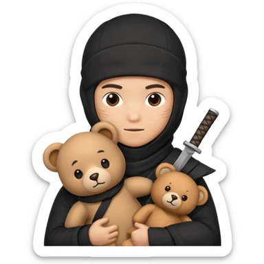 Ninja with teddy bear toy  sticker