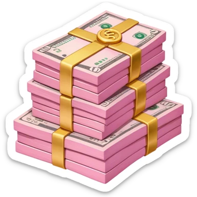 pink stack of money sticker